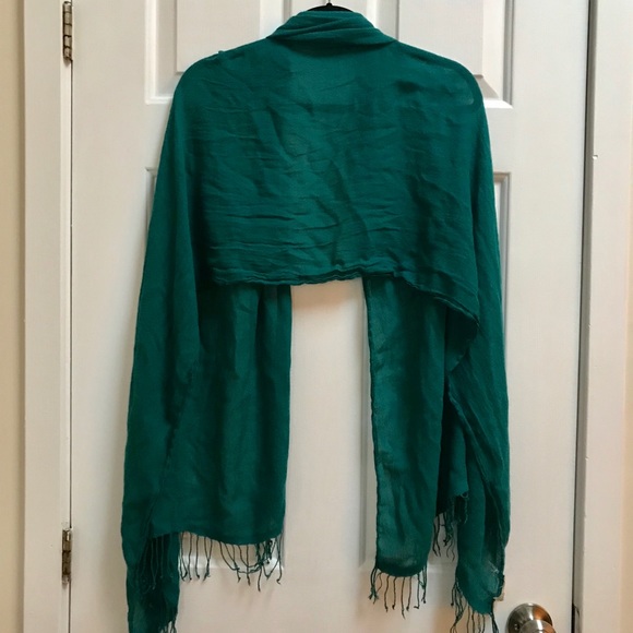 [Lucky & Coco] Teal Fringe Wrap Scarf - Picture 2 of 3